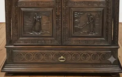 Miniaturka 6 - Biblioteka Bretońska Rzeźbiona. ok 1925r po renowacji | Drewno, Witryna