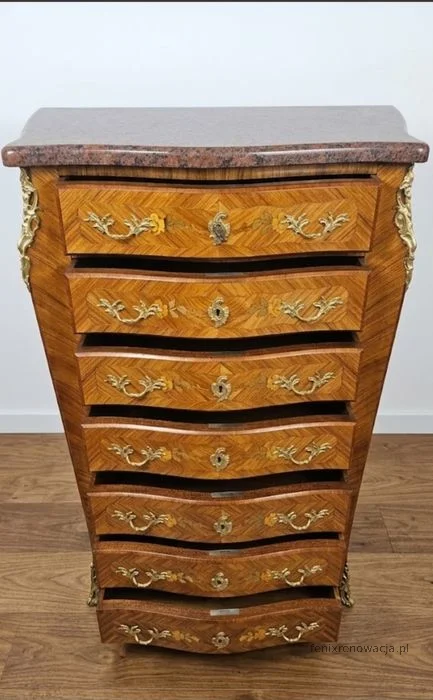 Komoda Szyfoniera Intarsjowana. ok 1920r po renowacji | Palisander, Marmur - zdjęcie 2