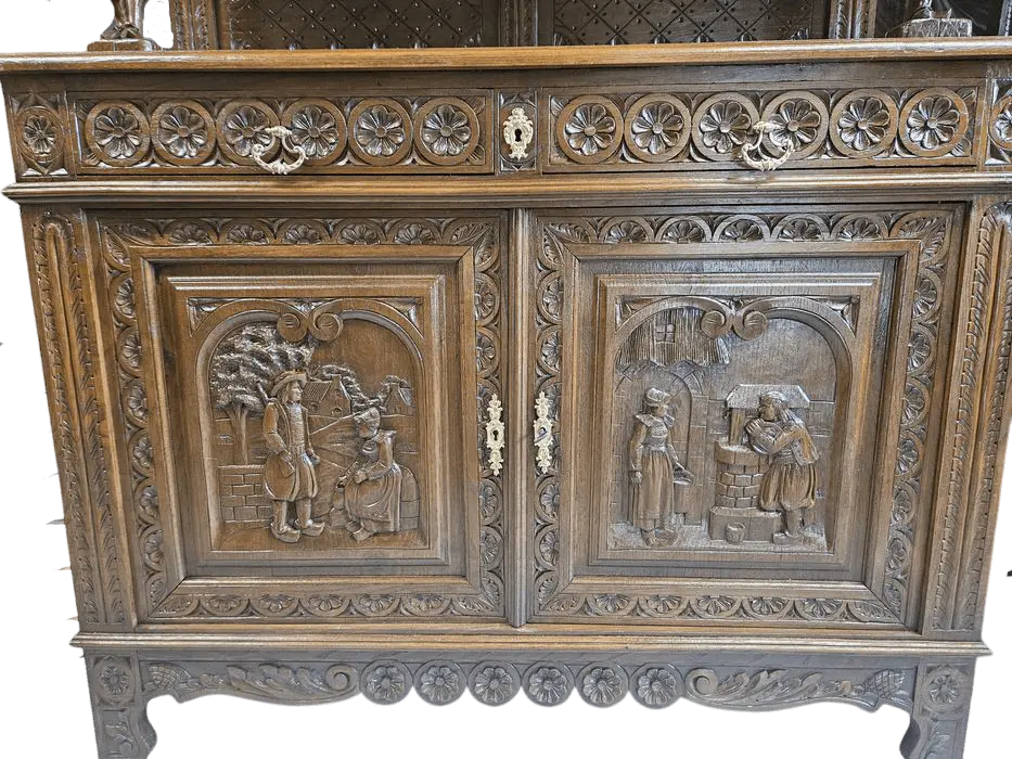 Zdjęcie Komoda Bretońska z Nadstawką. ok 1920r po renowacji | Głęboko Rzeźbiona 4