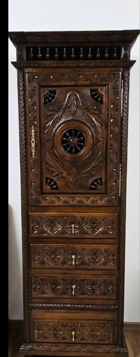 Bielizniarka Bretońska z Szufladami. ok 1890r po renowacji | Dąb, Oryginalne Mosiądze - zdjęcie 3