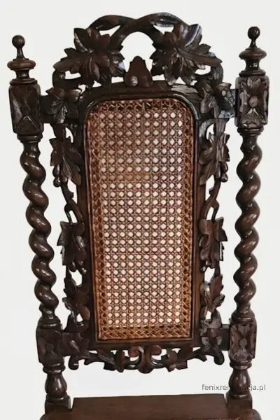 Miniaturka 7 - Zestaw 8 Krzeseł Neorenesansowych Rattan. ok 1925r po renowacji | Dąb, Rattan