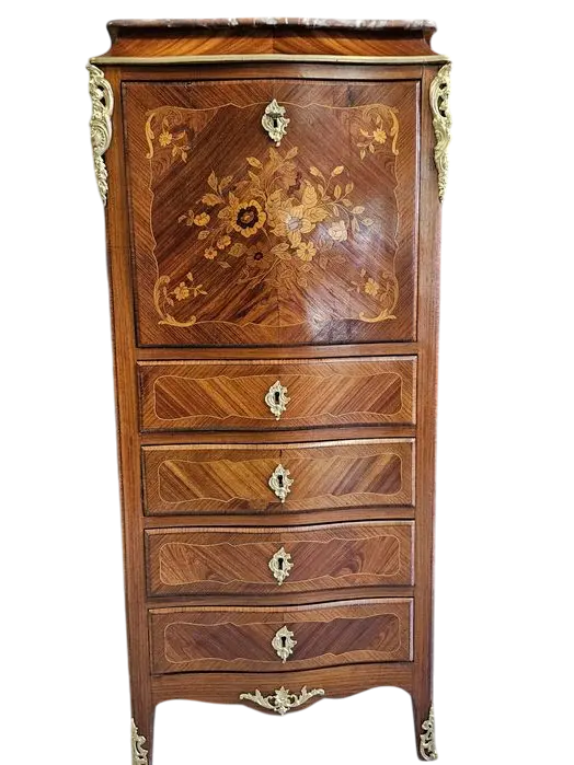 Sekretera Inkrustrowana. ok 1925r po renowacji | Mahoń, Marmur