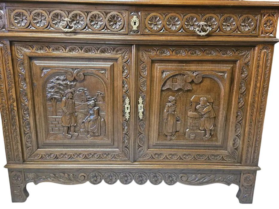 Zdjęcie Komoda Bretońska z Nadstawką. ok 1920r po renowacji | Głęboko Rzeźbiona 5