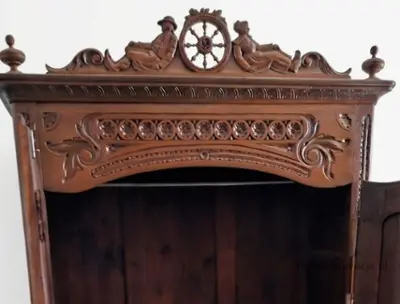 Miniaturka 7 - Szafa Bretońska Rzeźbiona z Drążkiem. ok 1880r po renowacji | Dąb, Styl Ludwikowski