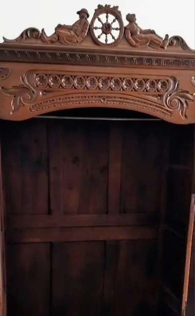 Miniaturka 5 - Szafa Bretońska Rzeźbiona z Drążkiem. ok 1880r po renowacji | Dąb, Styl Ludwikowski