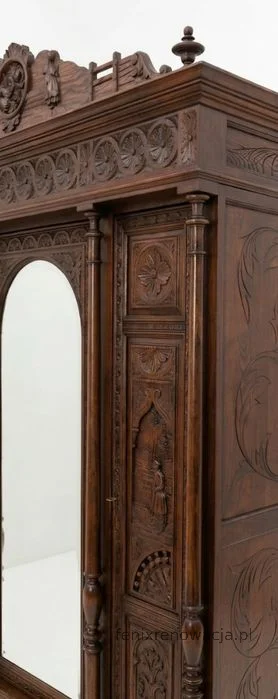 Szafa Bretońska z Lustrem i Szufladami. ok 1925r po renowacji | Dąb, Lustro Fazowane - zdjęcie 4