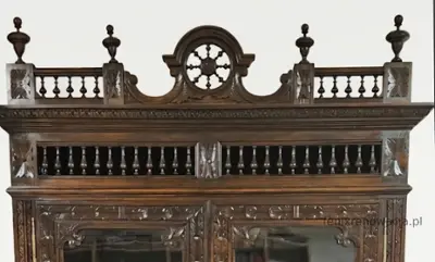 Miniaturka 7 - Biblioteka Bretońska Rzeźbiona. ok 1925r po renowacji | Drewno, Witryna