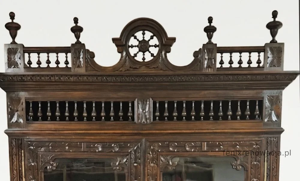 Biblioteka Bretońska Rzeźbiona. ok 1925r po renowacji | Drewno, Witryna - zdjęcie 7