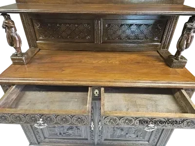 Miniaturka 8 - Komoda Bretońska z Nadstawką. ok 1920r po renowacji | Głęboko Rzeźbiona