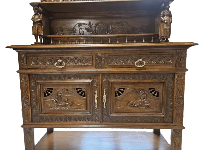 Zdjęcie Komoda Bretońska z Nadstawką. ok 1925r po renowacji | Rzeźbiona, Marmur 7