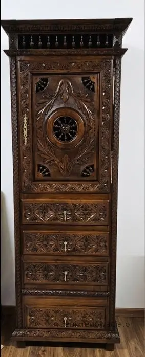 Miniaturka 1 - Bielizniarka Bretońska z Szufladami. ok 1890r po renowacji | Dąb, Oryginalne Mosiądze