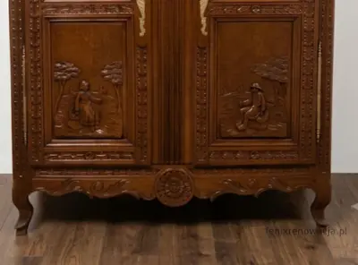 Miniaturka 6 - Szafa Bretońska Rzeźbiona z Drążkiem. ok 1880r po renowacji | Dąb, Styl Ludwikowski