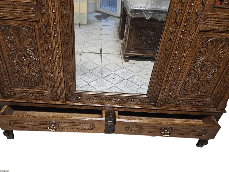 Zdjęcie Szafa Bretońska. ok 1930r po renowacji | Trzydrzwiowa, Z Lustrem 4