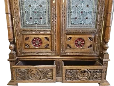 Miniaturka 8 - Biblioteka Bretońska. ok 1870 r. po renowacji | Witraże, Dąb 