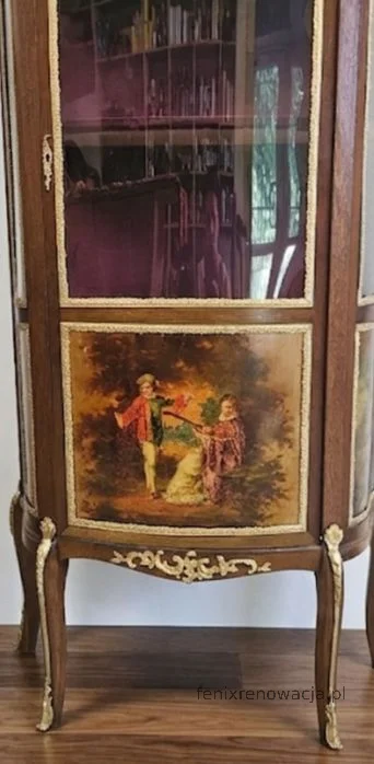 Serwantka Ludwik XV Malowana. II poł. XIXw po renowacji | Orzech, Marmur - zdjęcie 2