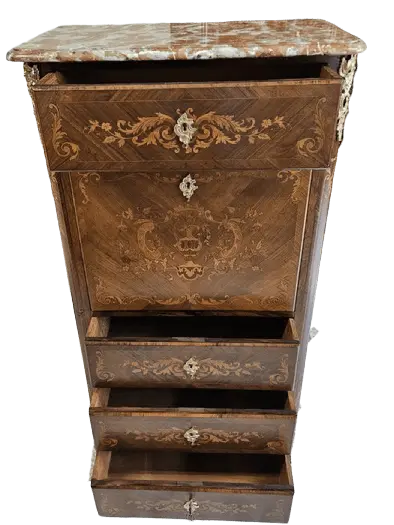 Zdjęcie Sekretera Inkrustrowana. ok 1925r po renowacji | Mahoń, Markieteria 7