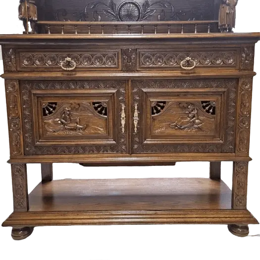 Zdjęcie Komoda Bretońska z Nadstawką. ok 1925r po renowacji | Rzeźbiona, Marmur 8