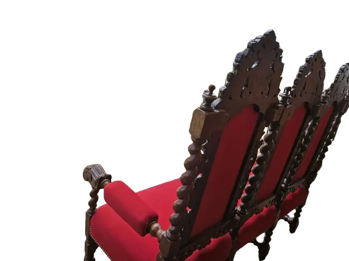 Zdjęcie Kanapa neorenesansowa po renowacji | Rzeźbiona, Czerwony Welur 8