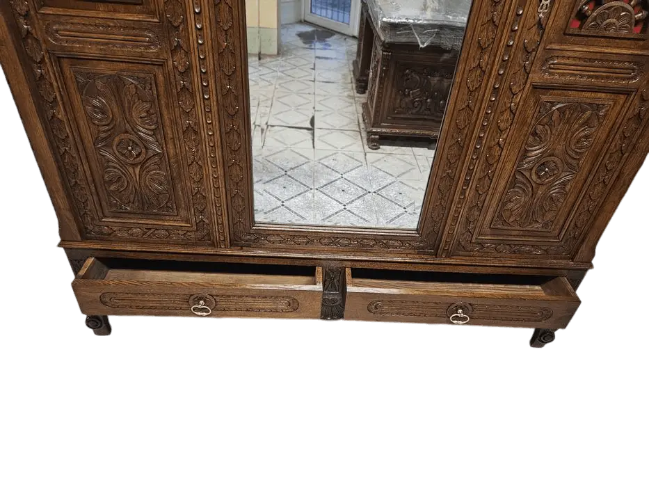 Zdjęcie Szafa Bretońska. ok 1930r po renowacji | Trzydrzwiowa, Z Lustrem 3