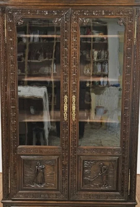 Biblioteka Bretońska Rzeźbiona. ok 1925r po renowacji | Drewno, Witryna - zdjęcie 2